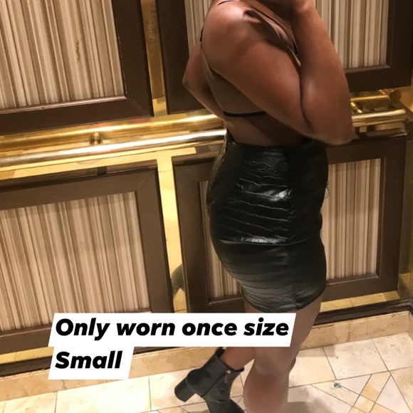 True Icon Faux Leather Mini Dress Black 